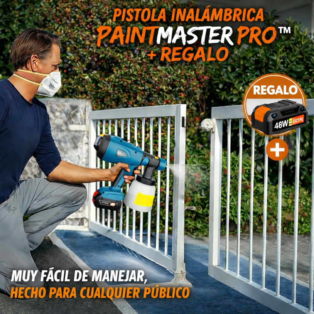 PISTOLA INALÁMBRICA PAINTMASTER PRO™ + REGALO 48W - ACABADOS PRO EN SEGUNDOS 🎨